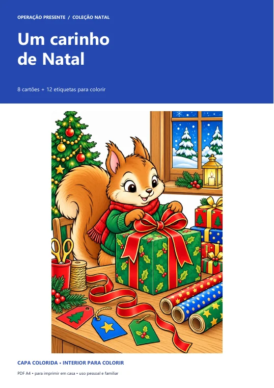 Capa do PDF Cartões de Natal para colorir